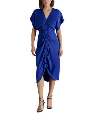 Steve Madden Womens Aimee V-Neck Shirred-Front Dress Product Image