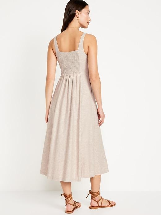 Fit & Flare Linen-Blend Midi Dress Product Image