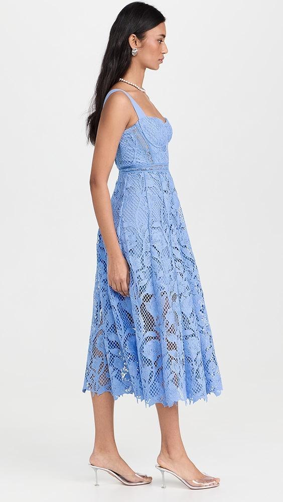 Self Portrait Blue Lace Midi Dress | Shopbop Product Image