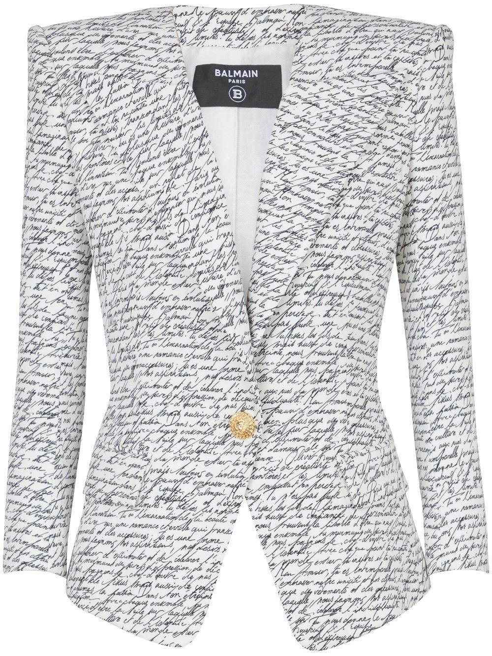 BALMAIN Love Letter Tailored Jacket In White Product Image