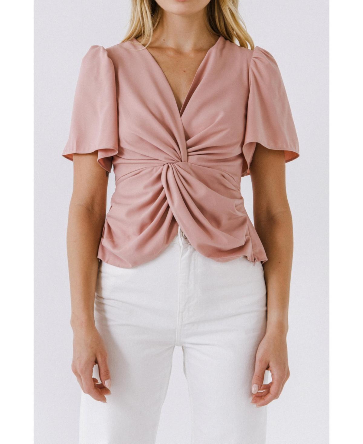 Womens Solid Knotted Top Product Image