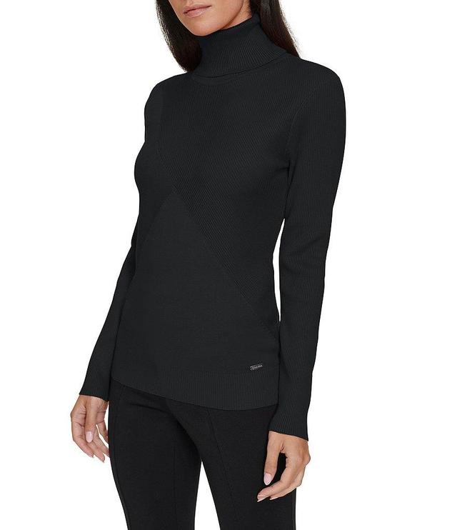 Calvin Klein Long Sleeve Turtleneck Criss Cross Sweater Product Image