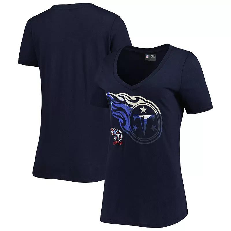 Womens New Era Tennessee Titans Ink Dye Sideline V-Neck T-Shirt Blue Product Image