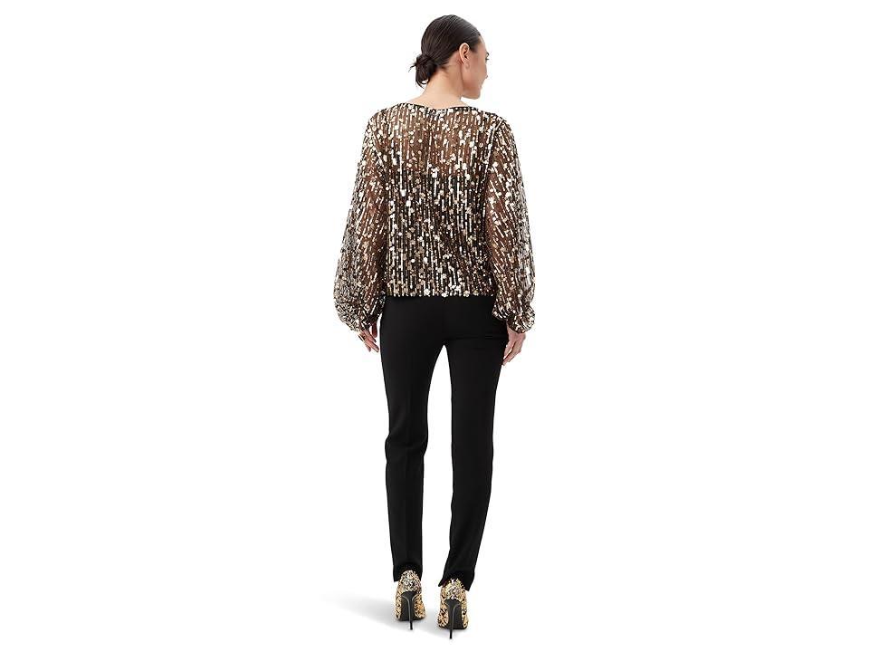 Trina Turk Ursa Sequin Boat Neck Long Bishop Sleeve Top Product Image