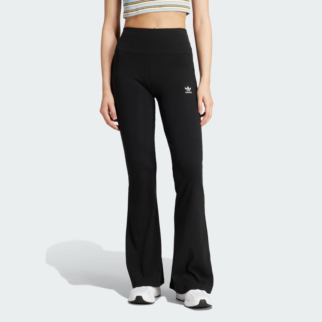 adidas Essentials Rib Flared Leggings Black M Womens Product Image