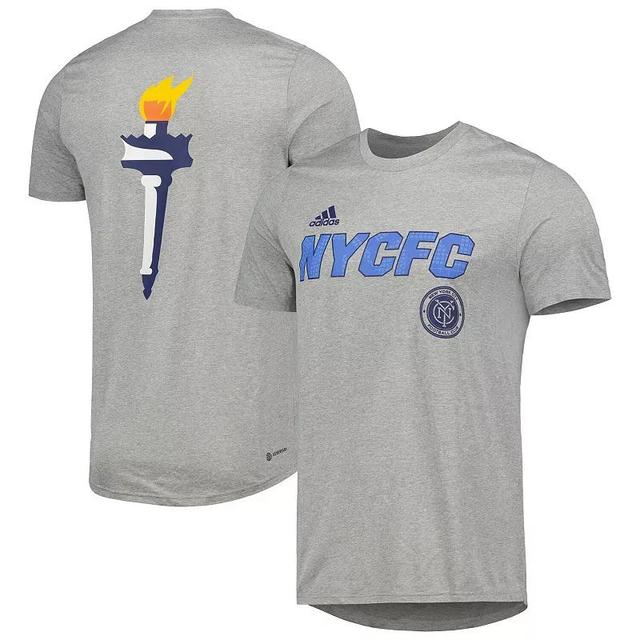 Mens adidas Heather Gray New York City FC Team Jersey Hook AEROREADY T-Shirt Product Image