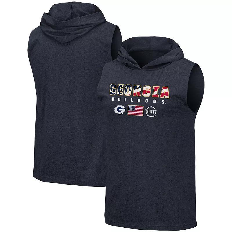 Mens Colosseum Georgia Bulldogs OHT Military Appreciation Americana Hoodie Sleeveless T-Shirt Blue Product Image