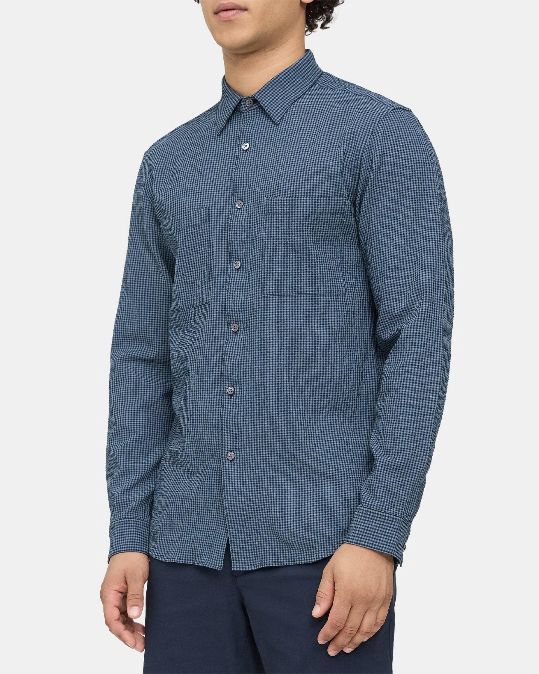 Standard-Fit Shirt in Gingham Seersucker Product Image