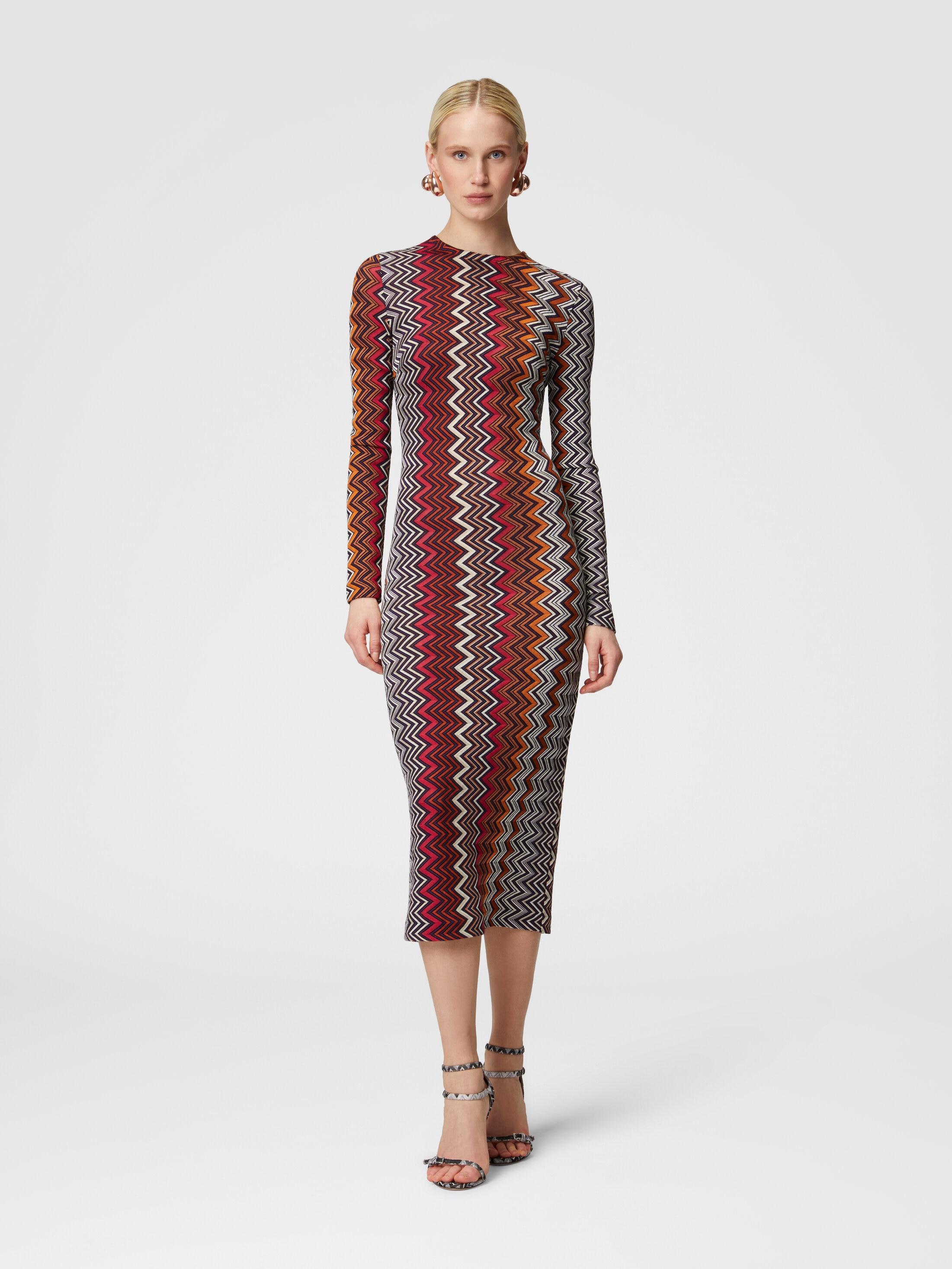 Viscose and wool zigzag midi dress Product Image