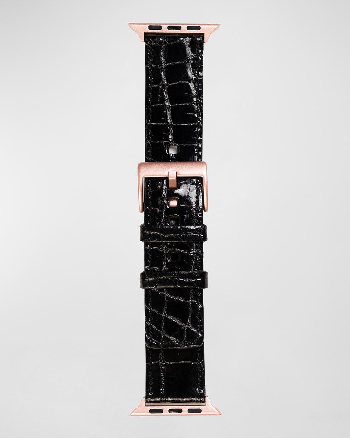 Mens Apple Watch Alligator Watch Strap, Rose Gold Finish Product Image