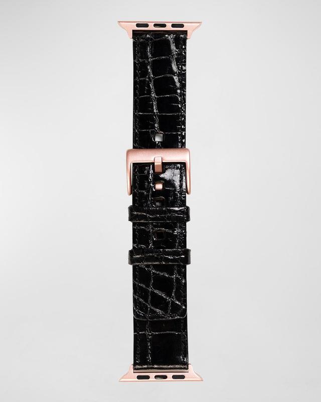 Mens Apple Watch Alligator Watch Strap, Rose Gold Finish Product Image