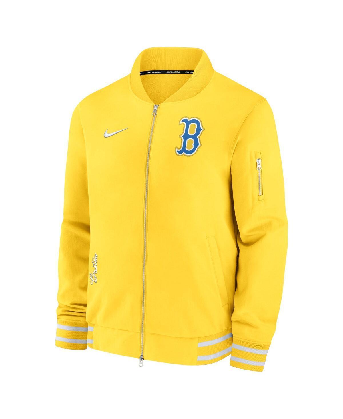 NIKE Men's Gold Boston Red Sox City Connect Authentic Collection Game Time Bomber Full-zip Jacket Product Image