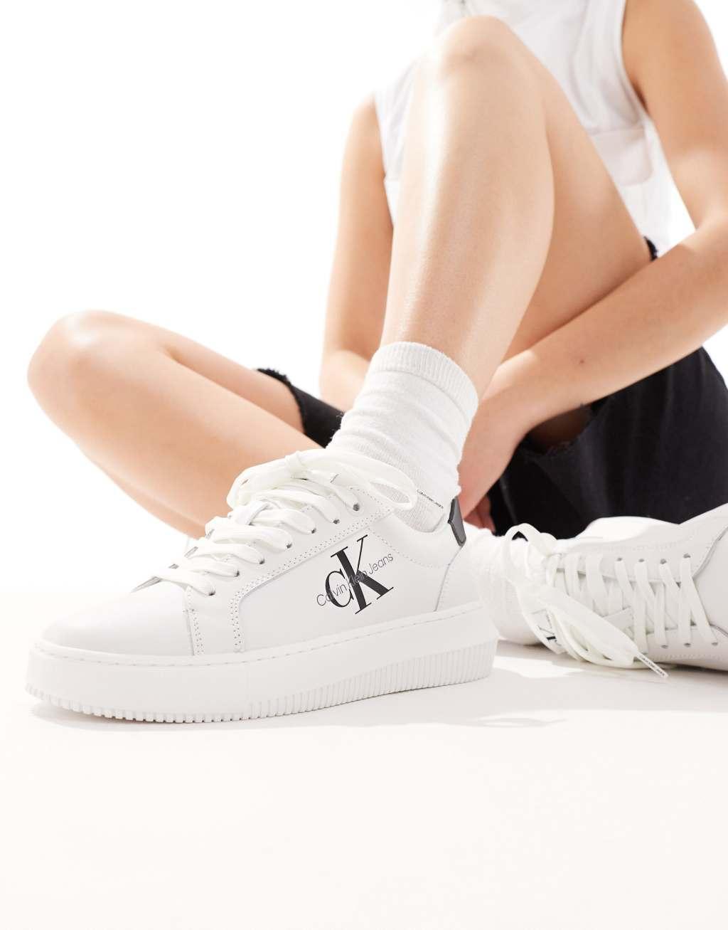 Calvin Klein Jeans monogram chunky cupsole sneakers in multi Product Image