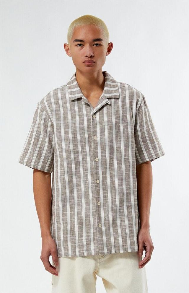 Men's Woven Stripe Camp Shirt - Product Image