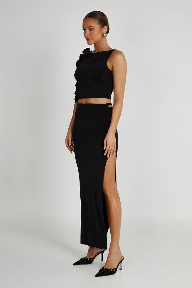 Jeanine Cowl Back Maxi Skirt - Black Product Image