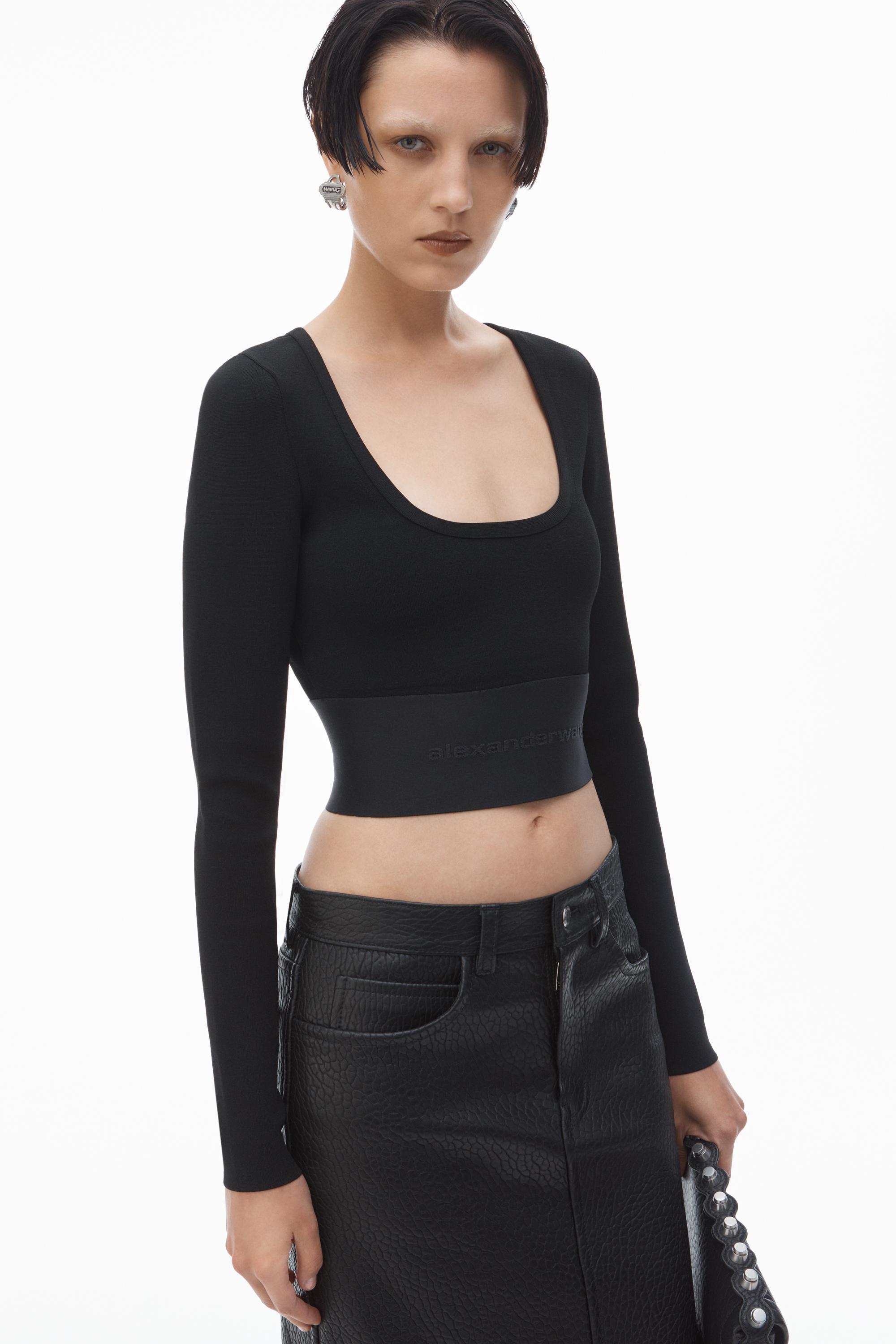 Long-sleeve Cropped Top With Logo Elastic Product Image