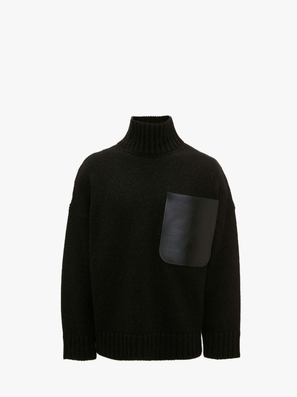 LEATHER PATCH POCKET JUMPER in black | JW Anderson US  Product Image