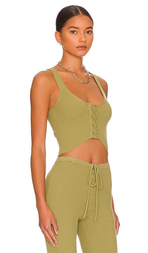 Camila Coelho Artemis Lace Up Knit Top Size L, M, XS. Product Image