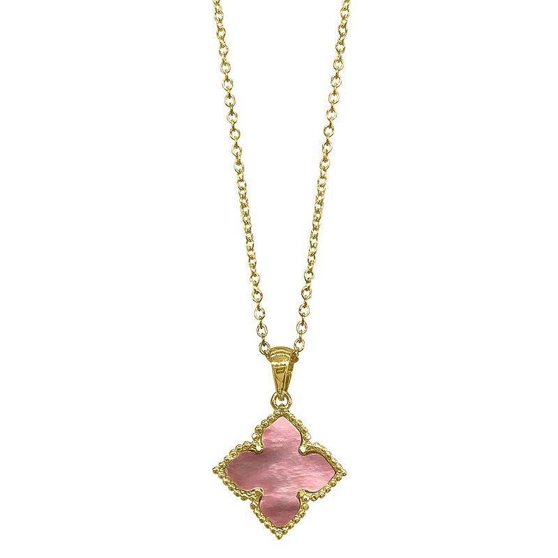 Adornia 14k Gold Plated Pink Mother Of Pearl Flower Pendant Necklace, Womens Product Image