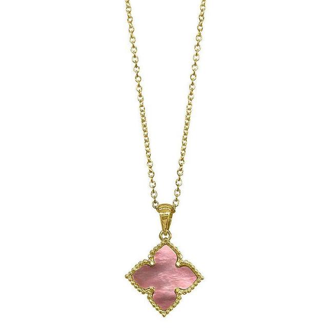 Adornia 14k Gold Plated Pink Mother Of Pearl Flower Pendant Necklace, Womens Rose Gold Tone Product Image