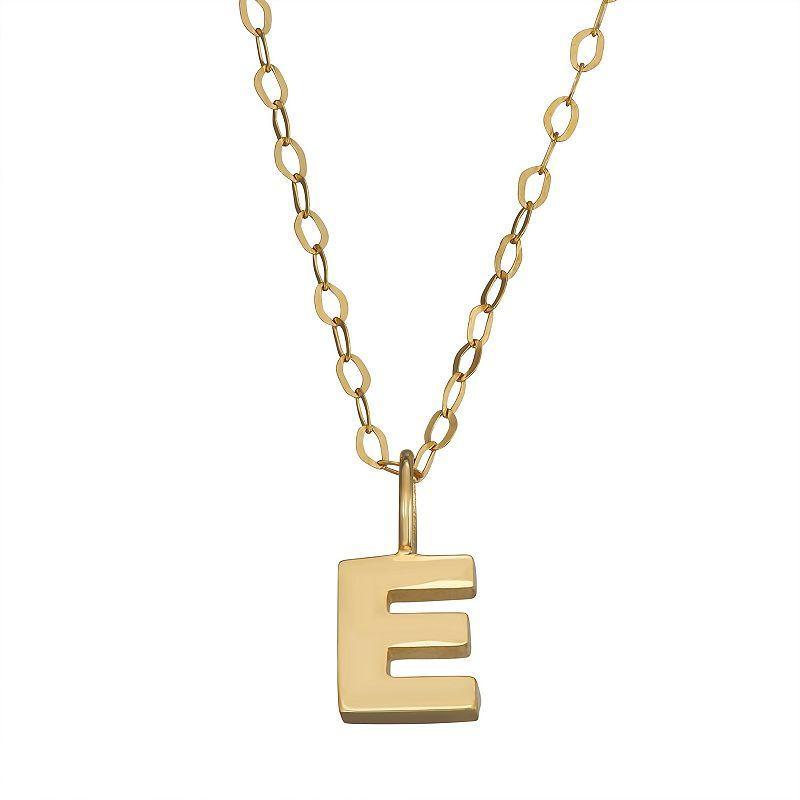 10K Gold Initial Pendant on 14K Gold Filled Chain, Womens Yellow Product Image