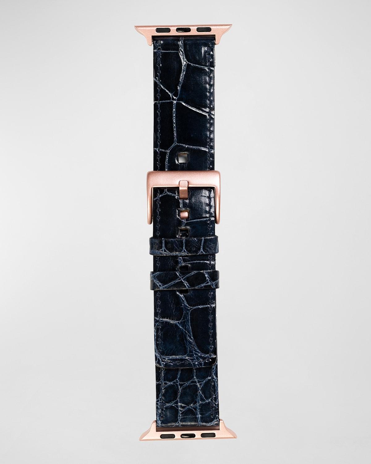 Mens Apple Watch Alligator Watch Strap, Rose Gold Finish Product Image