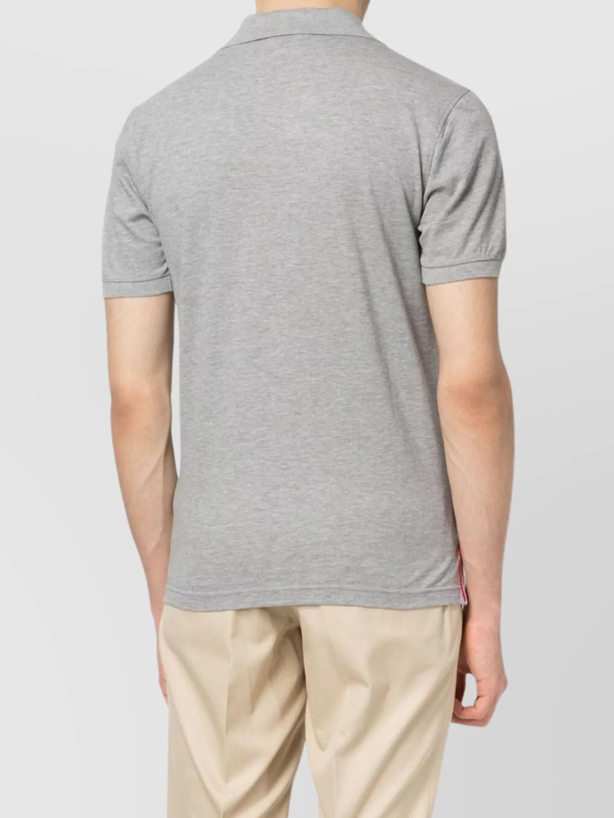 THOM BROWNE Polo Shirt Cotton Chest Pocket In Light Grey Product Image