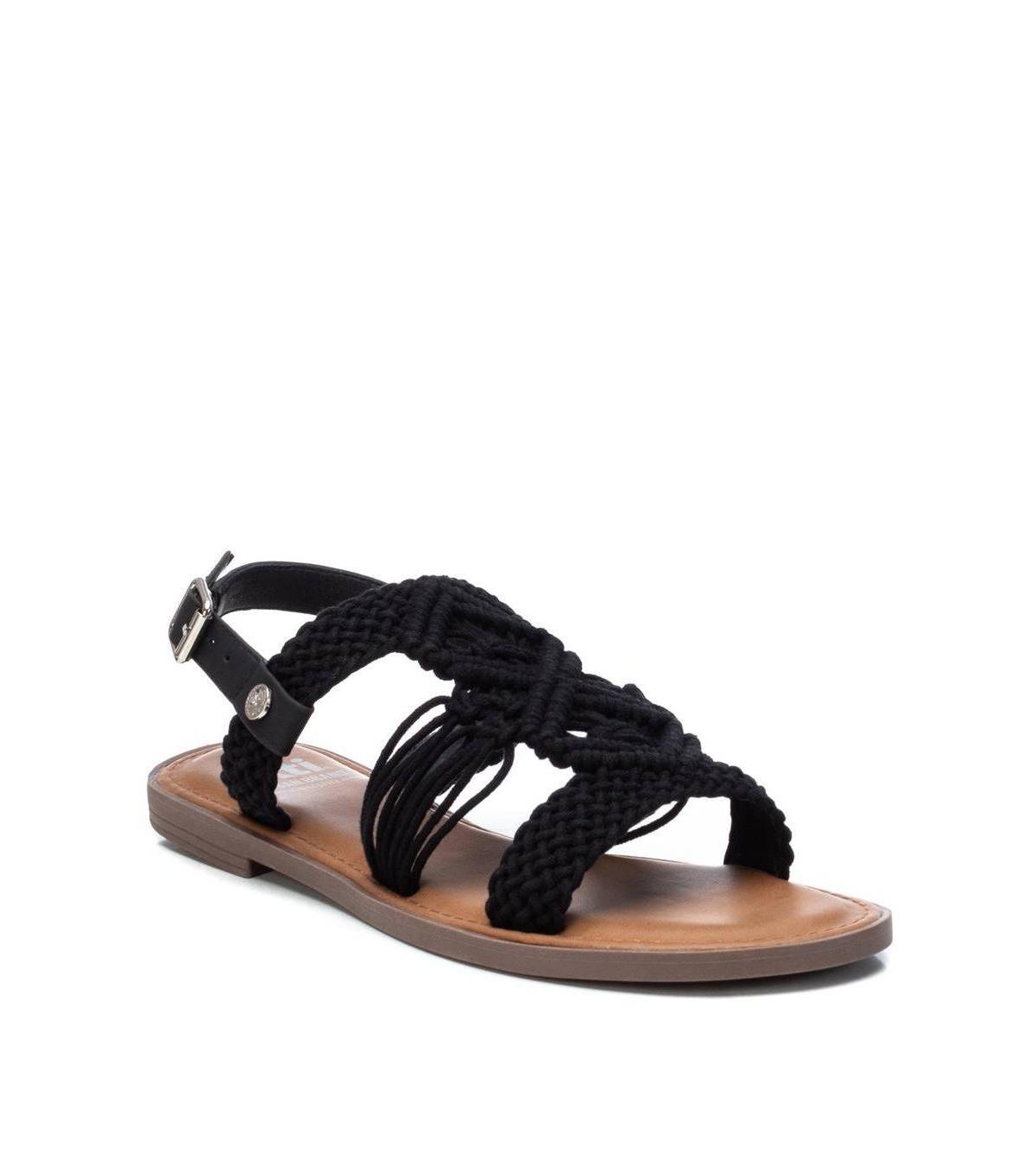 Xti Womens Braided Strap Flat Sandals Black Product Image