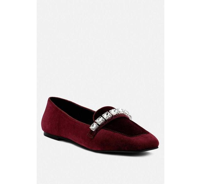 Lamington Womens Diamante Embellished Velvet Loafers Product Image