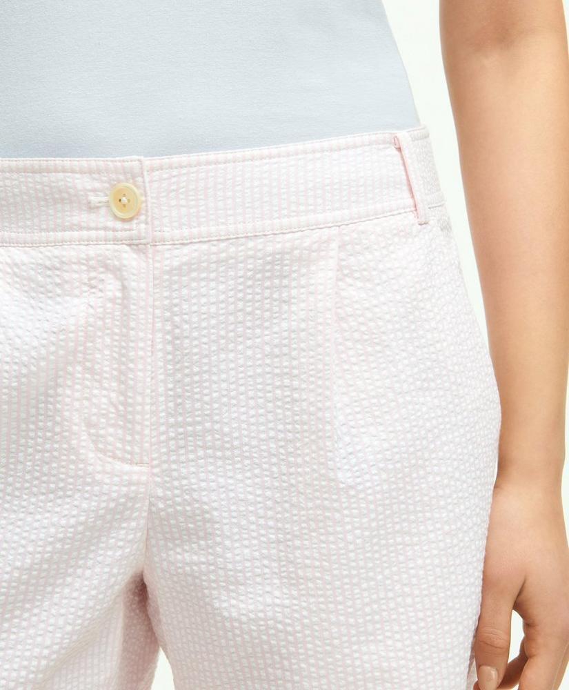 Stretch Cotton Pleated Seersucker Shorts Product Image