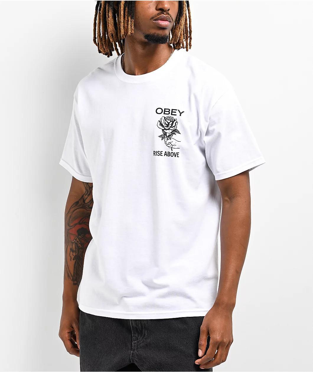 Obey Rise Above Rose White T-Shirt Product Image