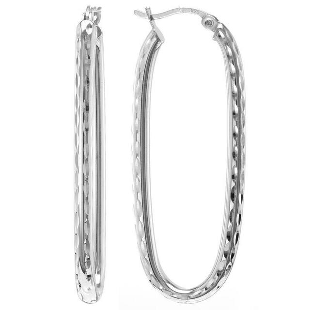 Judy Crowell Sterling Silver Textured Rectangle Hoop Earrings, Womens Product Image