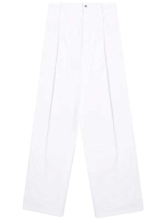 White Logo Patch Straight Leg Jeans For Women Product Image