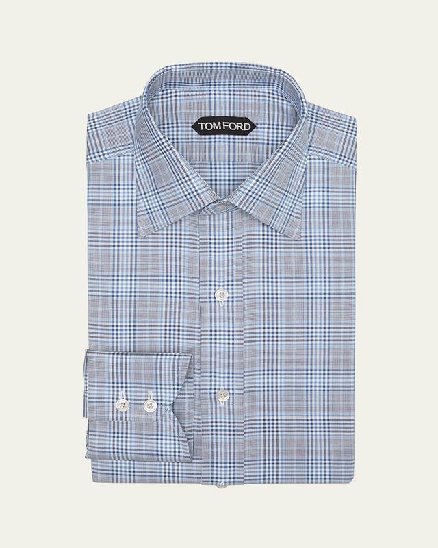 Mens Cotton Plaid Dress Shirt Product Image