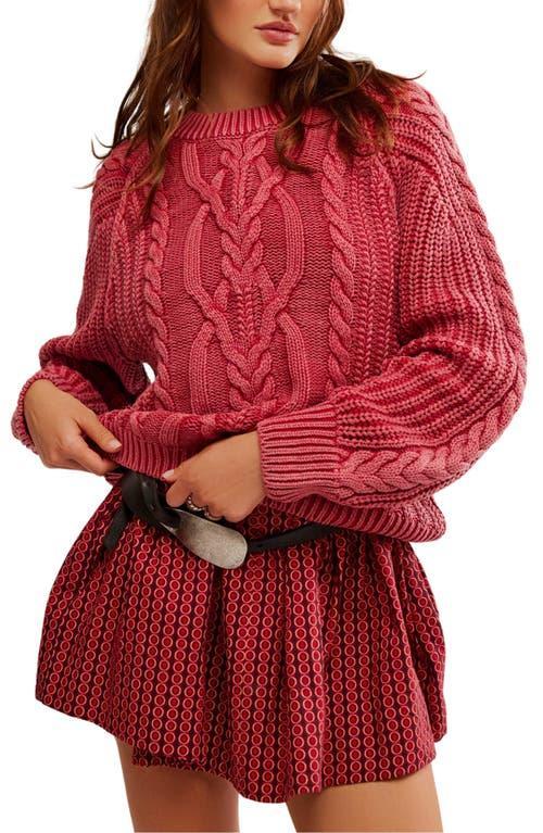 Frankie Cable Cotton Sweater In Cherry Product Image