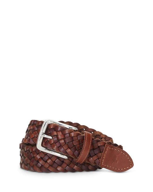 Polo Ralph Lauren Mens Braided Leather Belt - Saddle Product Image