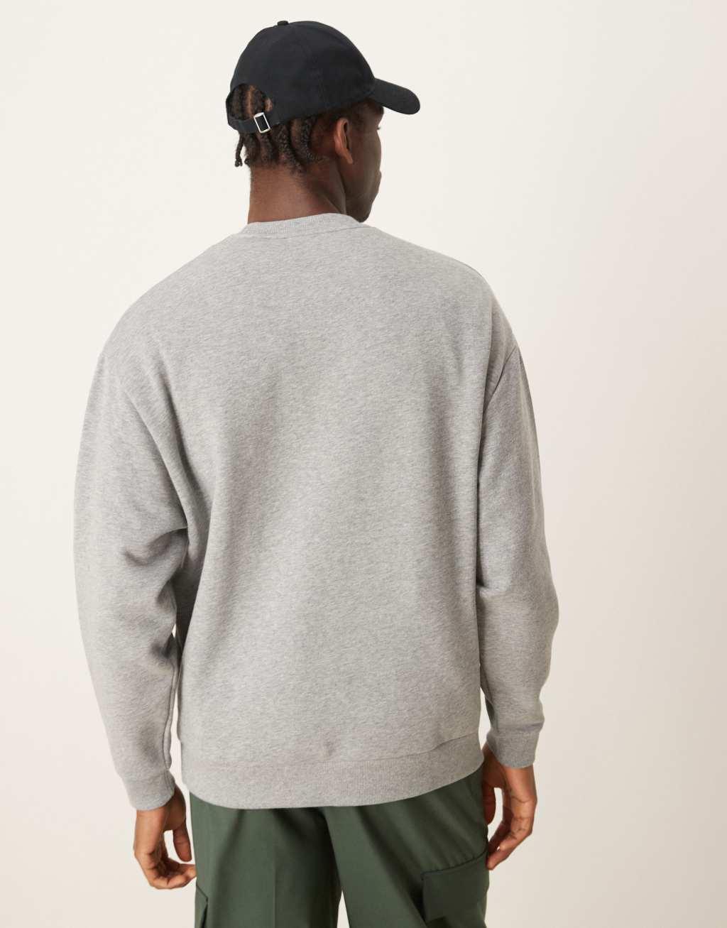 ASOS DESIGN oversized sweatshirt with green print in gray heather Product Image