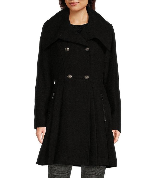 DKNY by Donna Karan Wool Double Breasted Skirted Walker Coat Product Image