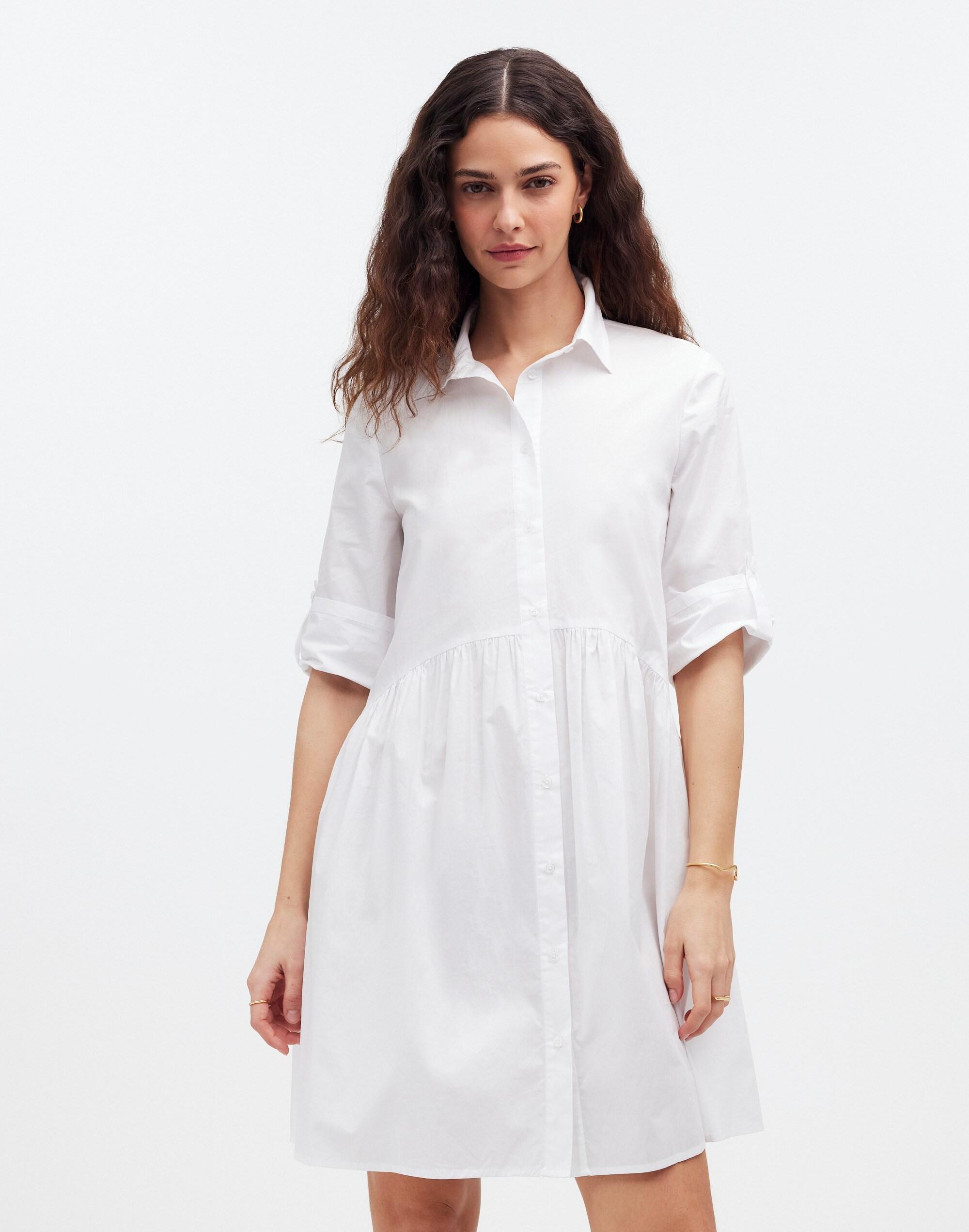 Button-Front Mini Shirtdress in Poplin Product Image