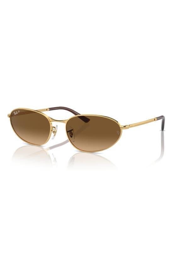 RAY BAN 59mm Gradient Polarized Irregular Sunglasses In Gold Flash Product Image