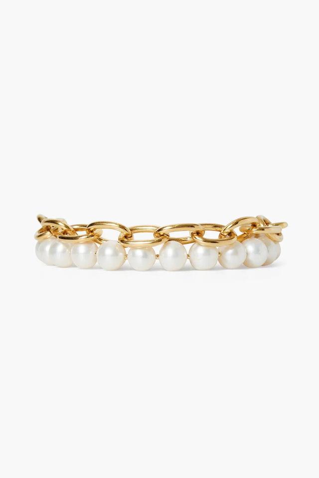 Chan Luu Esme Chain Bracelet in White Pearl Product Image