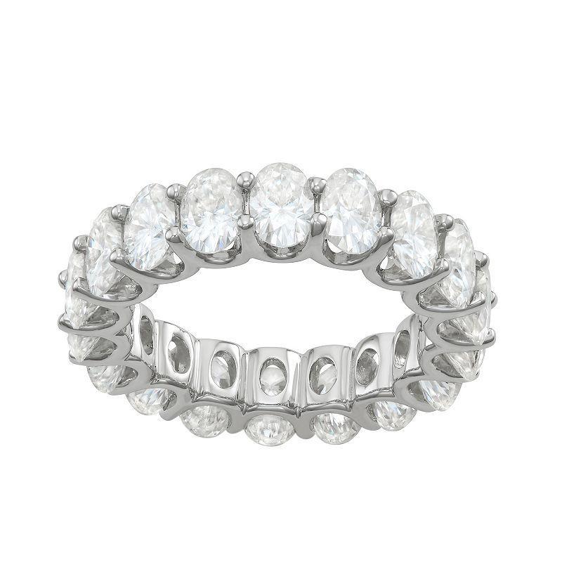 Charles & Colvard 14k White Gold 9 Carat T.W. Oval Moissanite Eternity Band, Womens Product Image