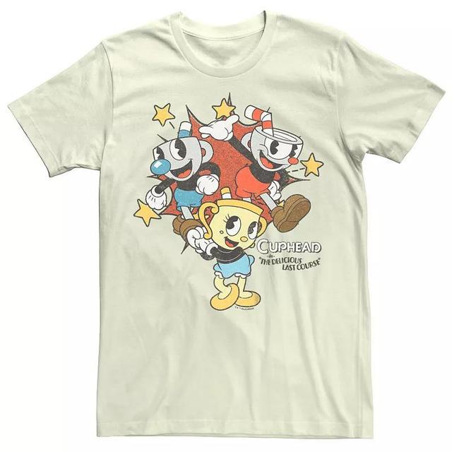 Mens Cuphead Characters Stars Background Graphic Tee Product Image