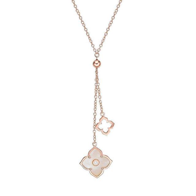 Gemminded Rose Gold Over Sterling Silver Mother-Of-Pearl & Cubic Zirconia Flower Pendants Y-Necklace, Womens Rose Gold Tone Product Image