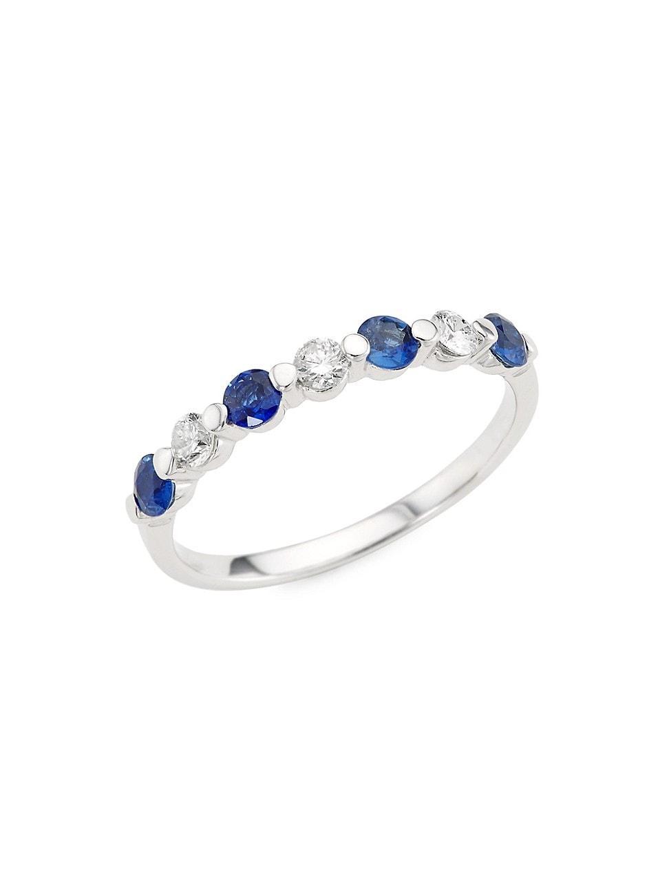 Womens 14K White Gold, Sapphire & 0.22 TCW Diamond Ring Product Image