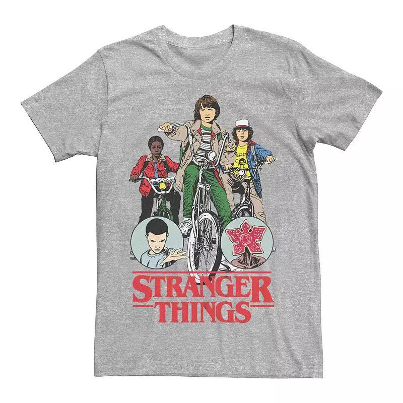 Mens Stranger Things Cartoon Style Poster Graphic Tee Athletic Grey Product Image