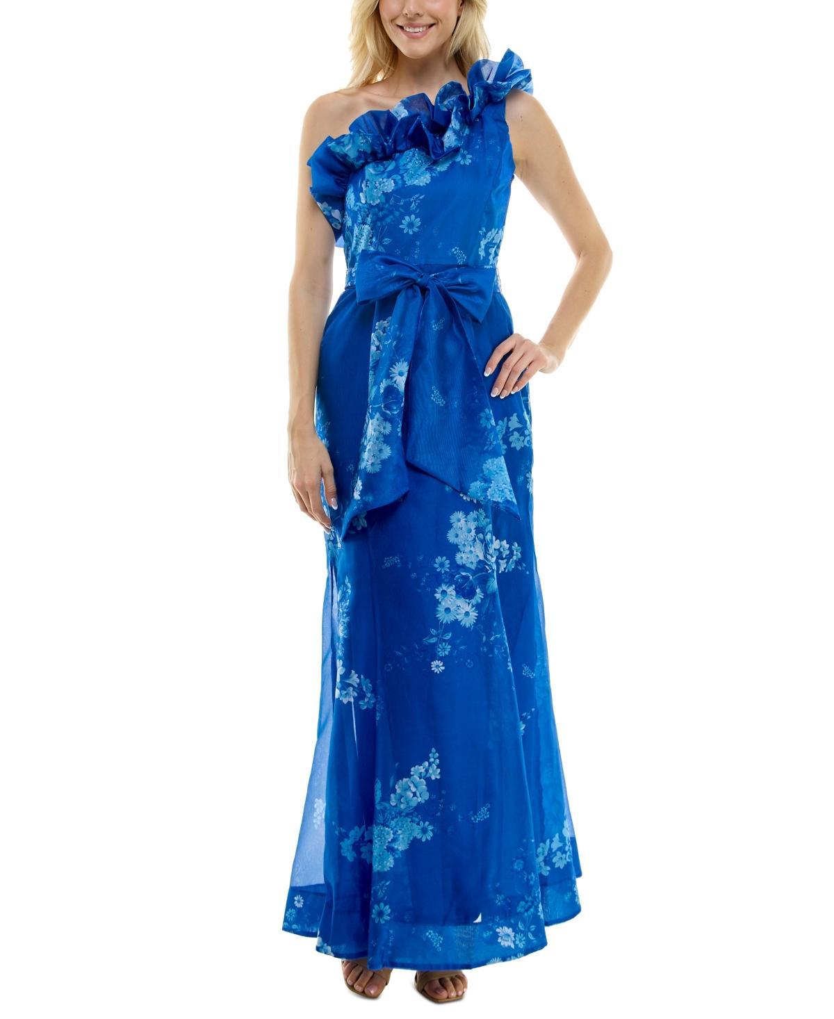 Women's Ruffled One-Shoulder Organza Gown Product Image