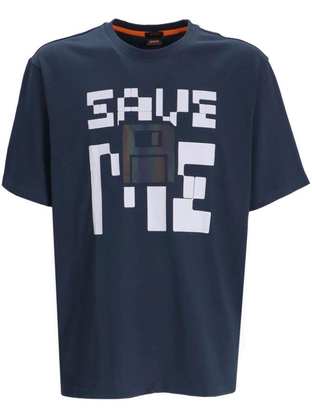 Graphic-print Cotton T-shirt In Blue Product Image