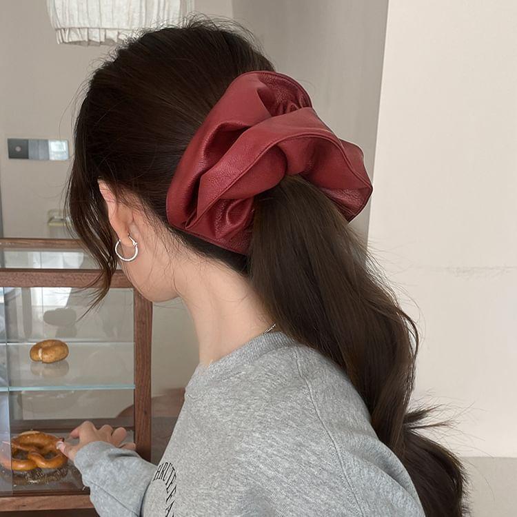 Faux Leather Plain Scrunchie Product Image