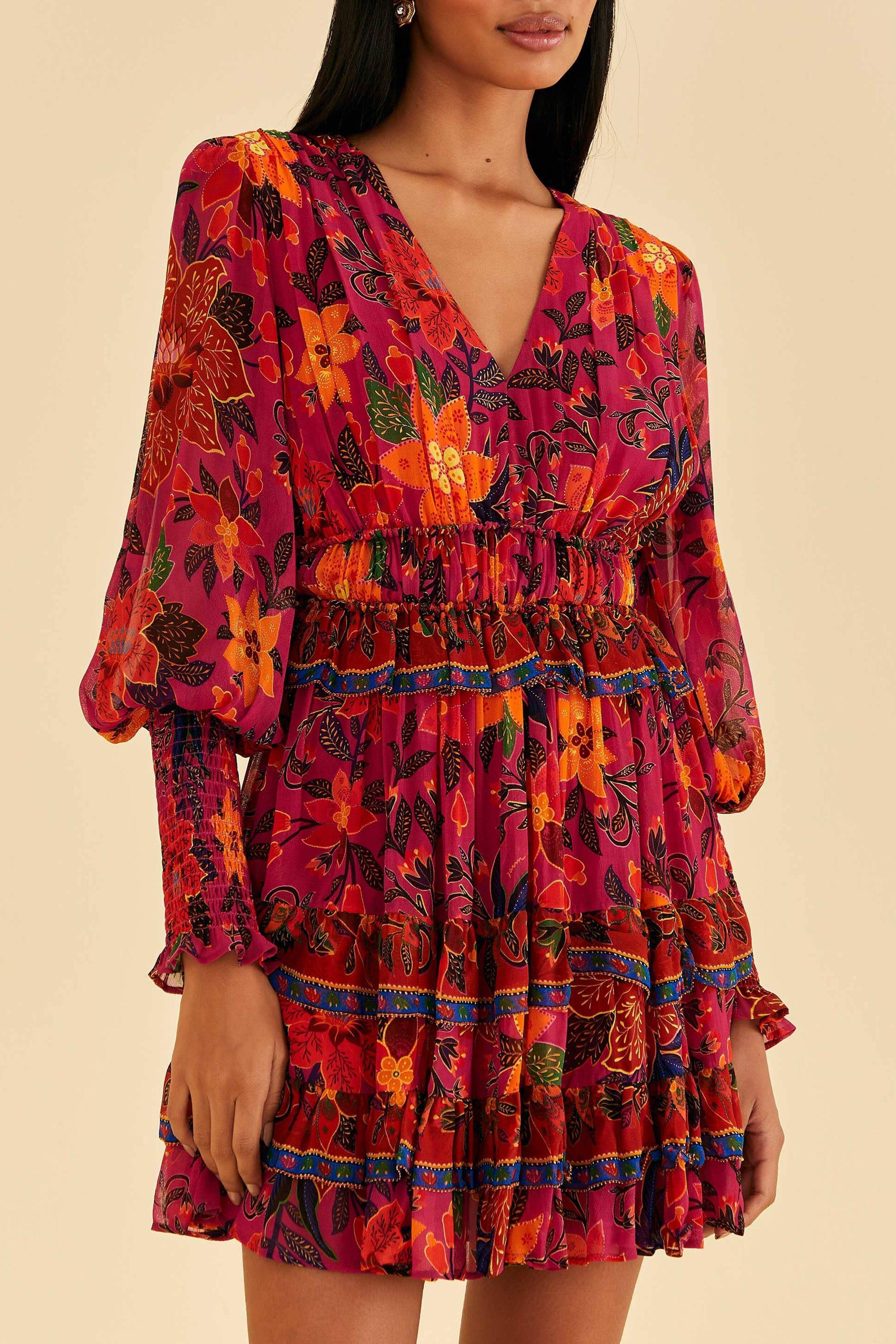 Pink Tropical Tapestry Mini Dress Product Image